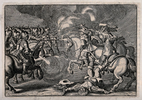Гибель шведского короля Густава II Адольфа (1594-1632), вмешавшегося в Тридцатилетнюю войну на стороне немецких протестантов и павшего в битве под Лютценом в ноябре 1632 года